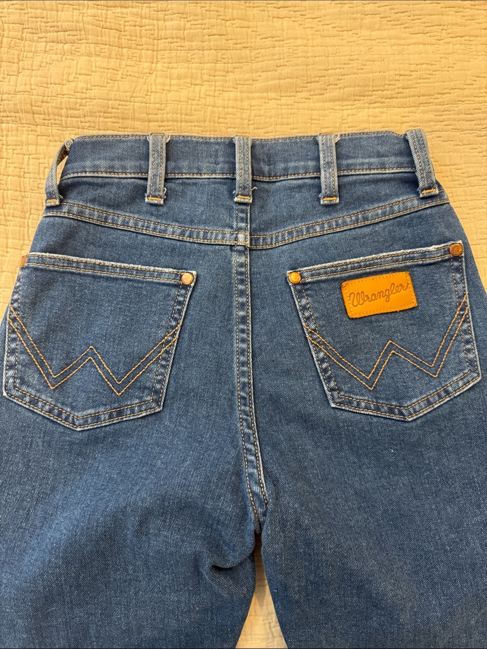 Wrangler Heritage Slim Denim Jeans with Tan Stitching